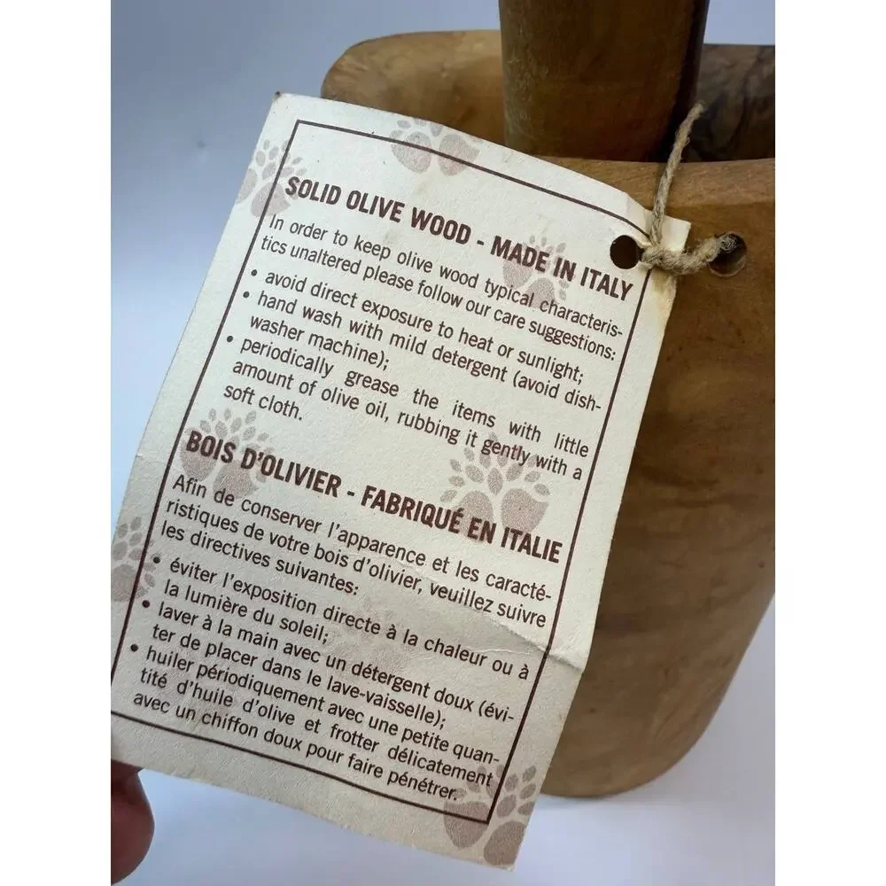 Arte Legno Olive Wood Mortar and Pestle Italy Solid Wood 3 lb Kitchen